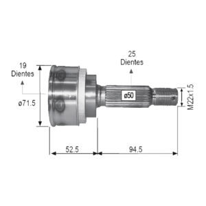 Junta Lado Rueda Derecha/ Izquierda, Estriado: Exterior 25 Dientes/ Interior 19 Dientes, Transmisión Manual, Sin Abs > Sir9000 Spq