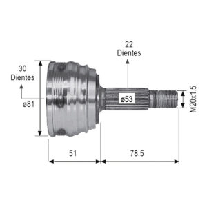 Junta Lado Rueda Derecha/ Izquierda, Estriado: Exterior 22 Dientes/ Interior 30 Dientes, Transmisión Manual/ Automática, Sin Abs > Sir9405 Spq