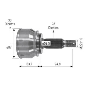 Junta Lado Rueda Derecha/ Izquierda, Estriado: Exterior 28 Dientes/ Interior 33 Dientes, Transmisión Manual/ Automática, Sin Abs > Sir9445 Spq